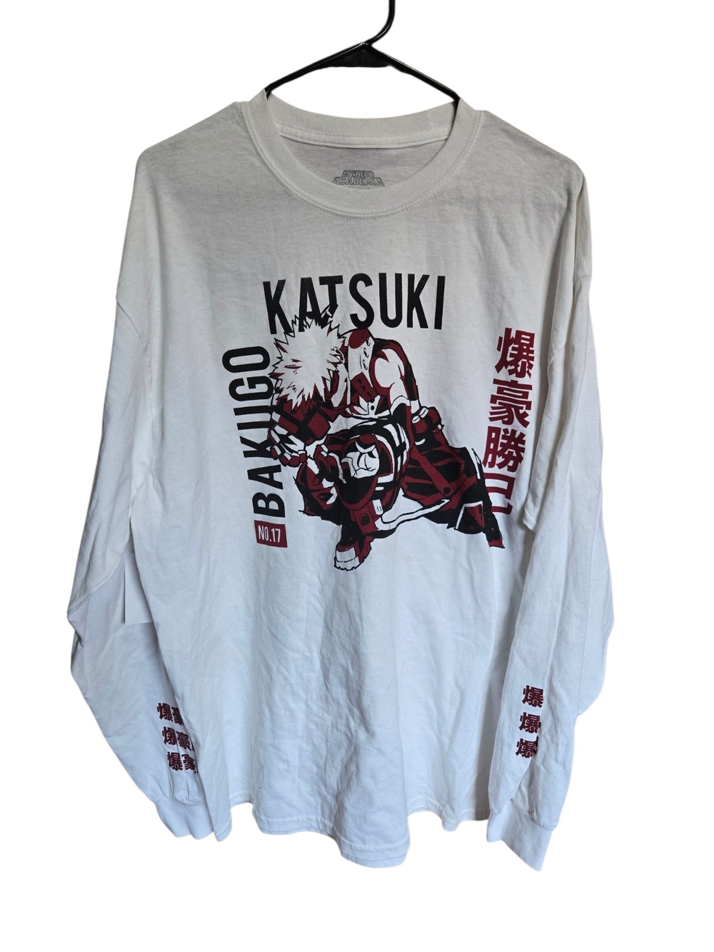 My Hero Academia Katsuki Bakugo Long Sleeve Shirt No.17 Anime Graphic Tee White - Picture 5 of 5